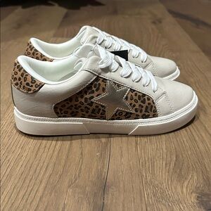 Leopard Print Sneakers with Star Accent